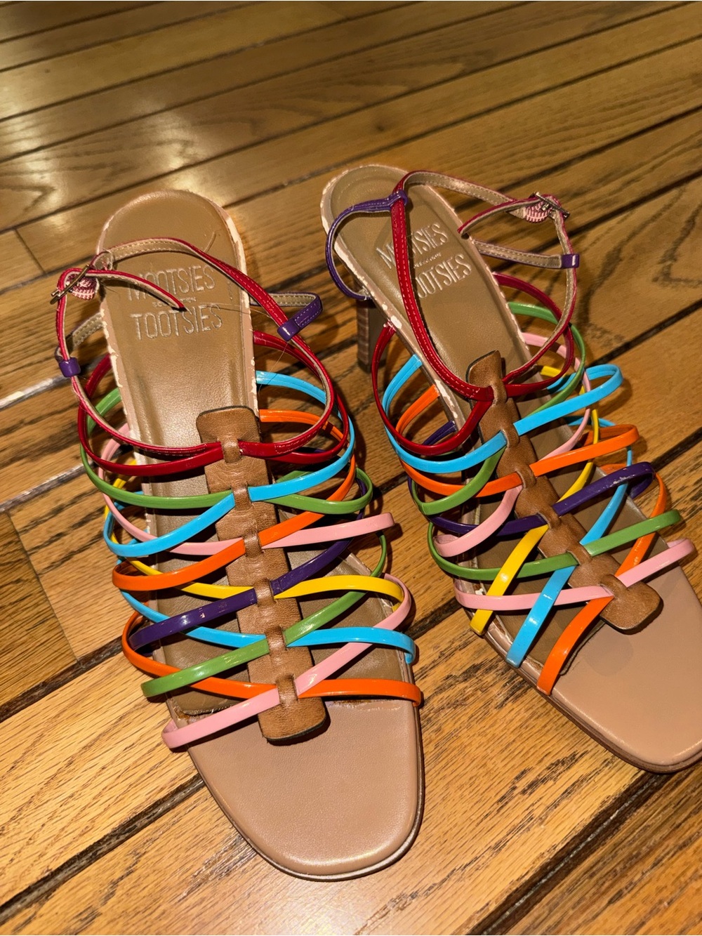 Mootsies Tootsies Lanza rainbow strappy heels - Picture 2 of 10